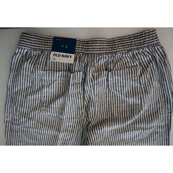 Old Navy 792007 Women's Sz XS Gray/White Striped High Rise Wide Leg Linen Pants - Picture 6 of 12